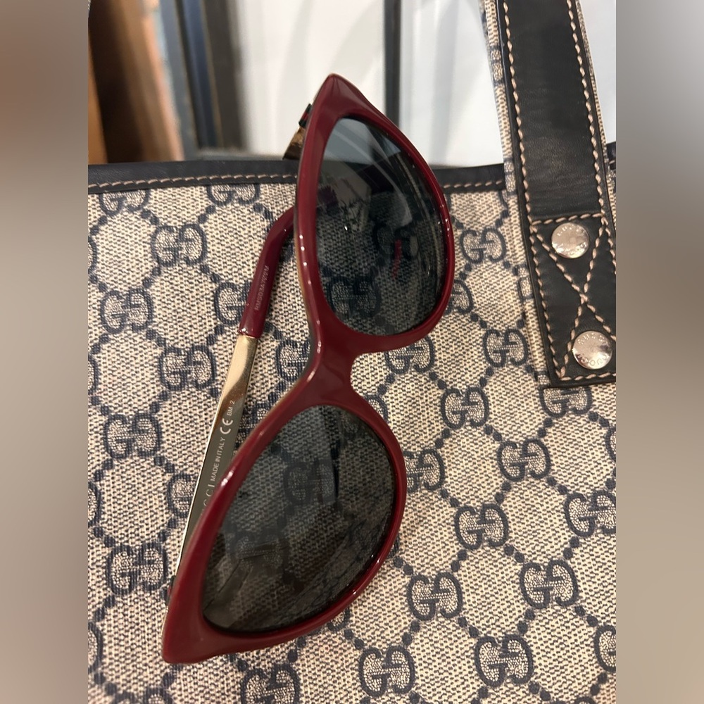 Gucci Maroon and Gold Sunglasses